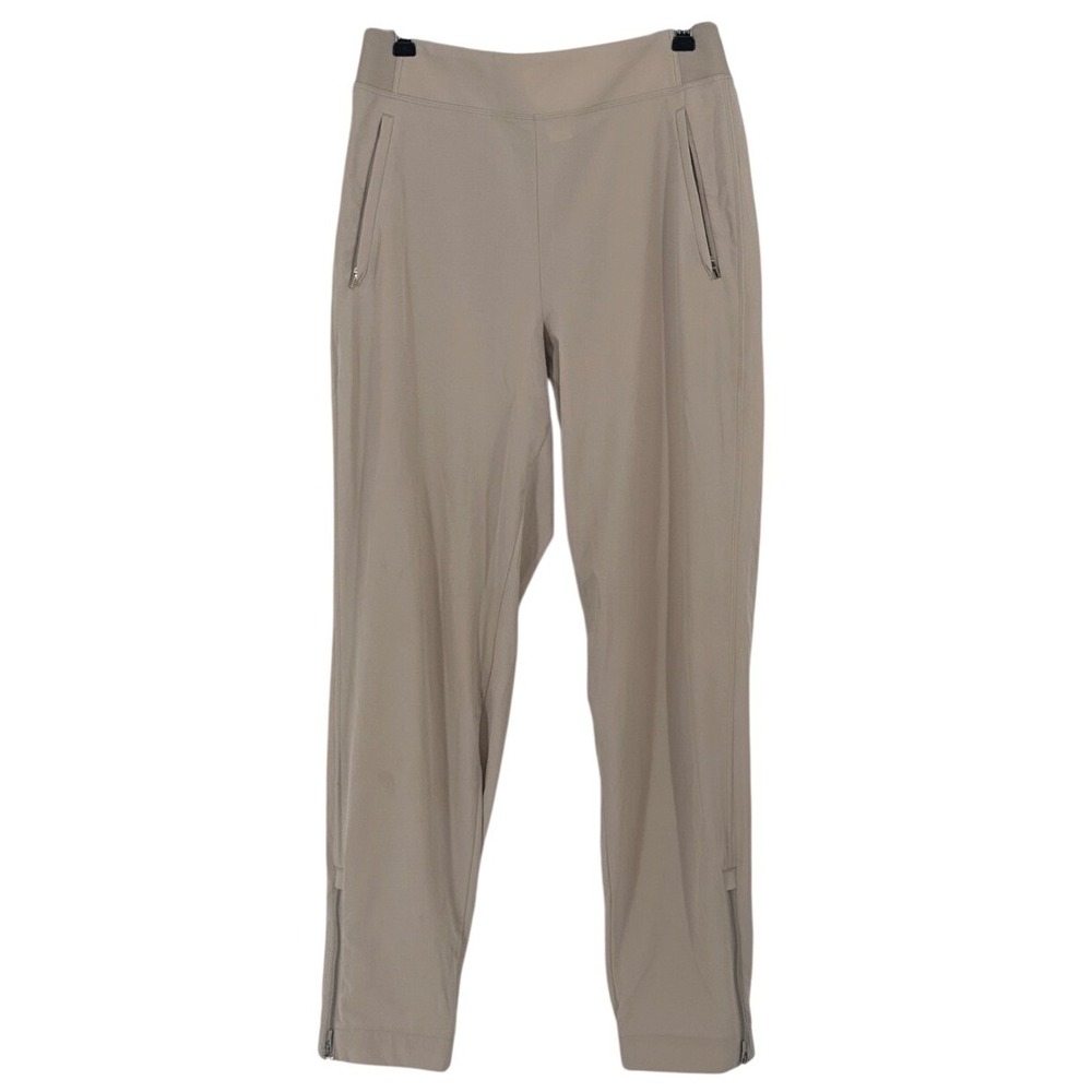Athleta Brooklyn Ankle Women 2 Tan Beige Zip Pocket Tapered Jogger Pants